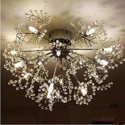 Luminária de teto de cristal decíduo gravado em aço inoxidável
