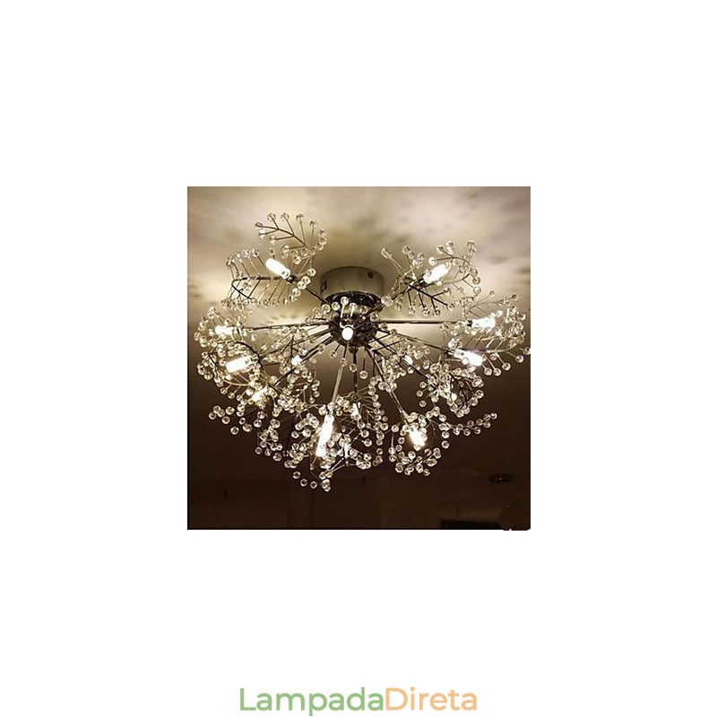 Luminária de teto de cristal decíduo gravado em aço inoxidável