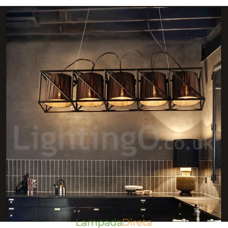 Loja de iluminação de aço estilo industrial, lustre pendente, luz
