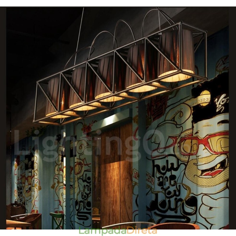 Loja de iluminação de aço estilo industrial, lustre pendente, luz