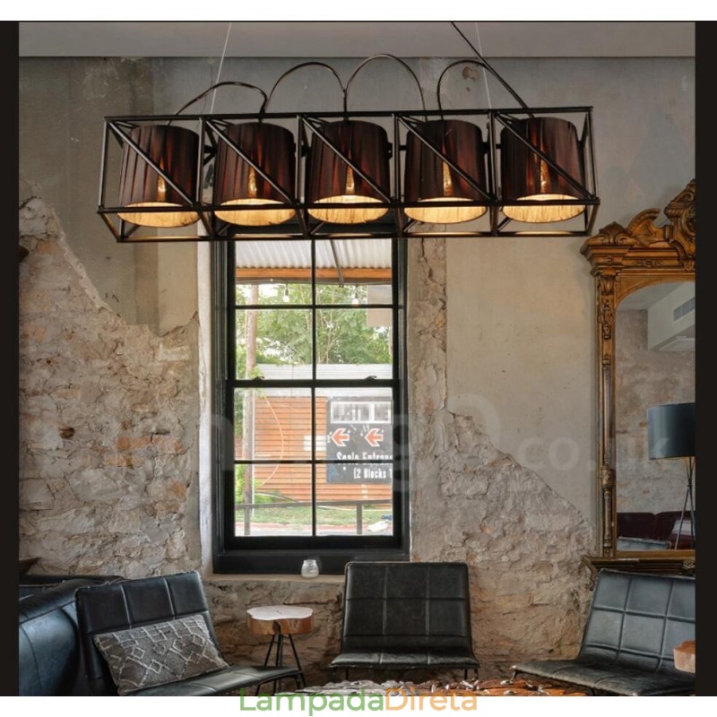 Loja de iluminação de aço estilo industrial, lustre pendente, luz