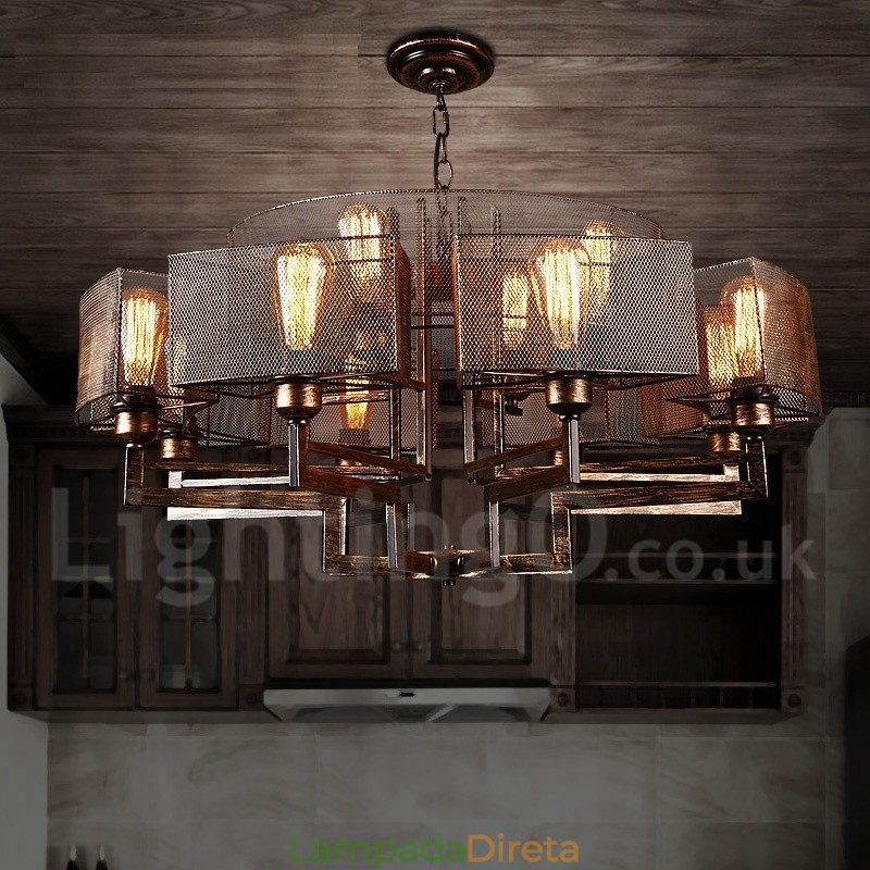 Loja de iluminação de aço estilo industrial, lustre pendente, luz