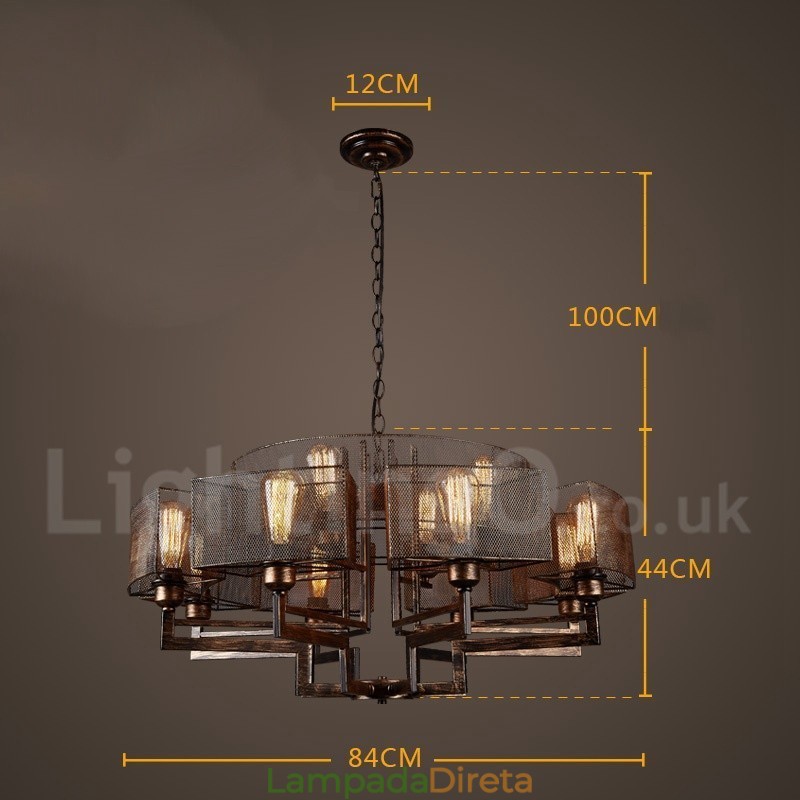 Loja de iluminação de aço estilo industrial, lustre pendente, luz