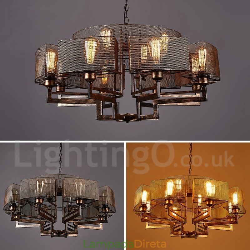 Loja de iluminação de aço estilo industrial, lustre pendente, luz