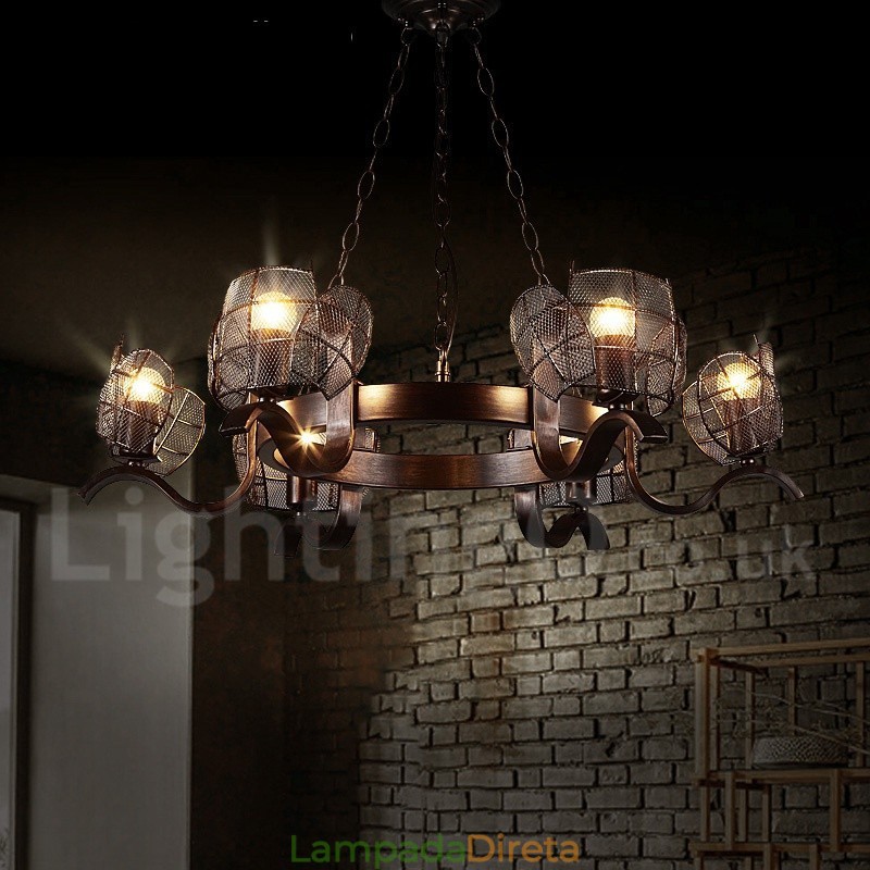 Loja de iluminação de aço estilo industrial, lustre pendente, luz