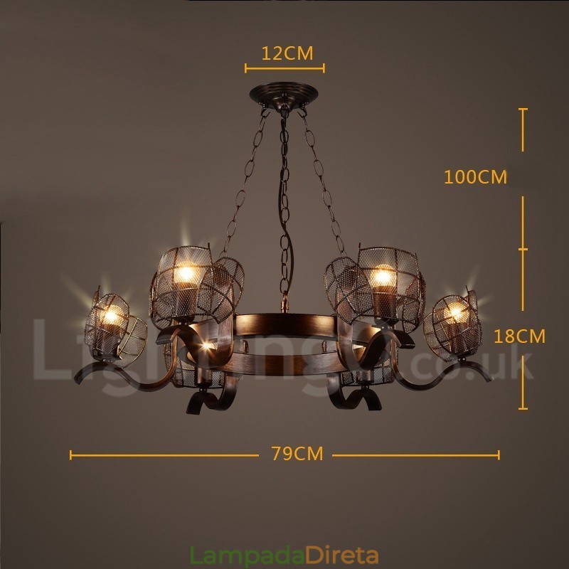 Loja de iluminação de aço estilo industrial, lustre pendente, luz