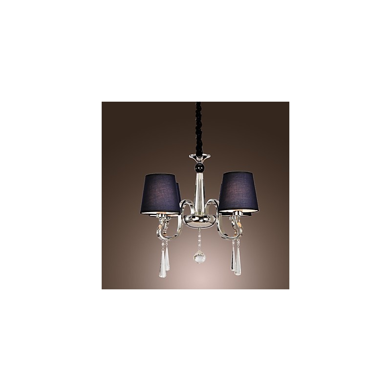 Lustre Vintage 4 Luzes Clássico Tecido Metal Pintura