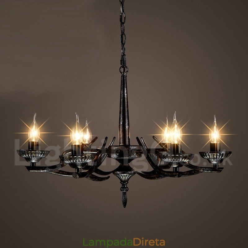Loja de iluminação de aço estilo industrial, lustre pendente, luz