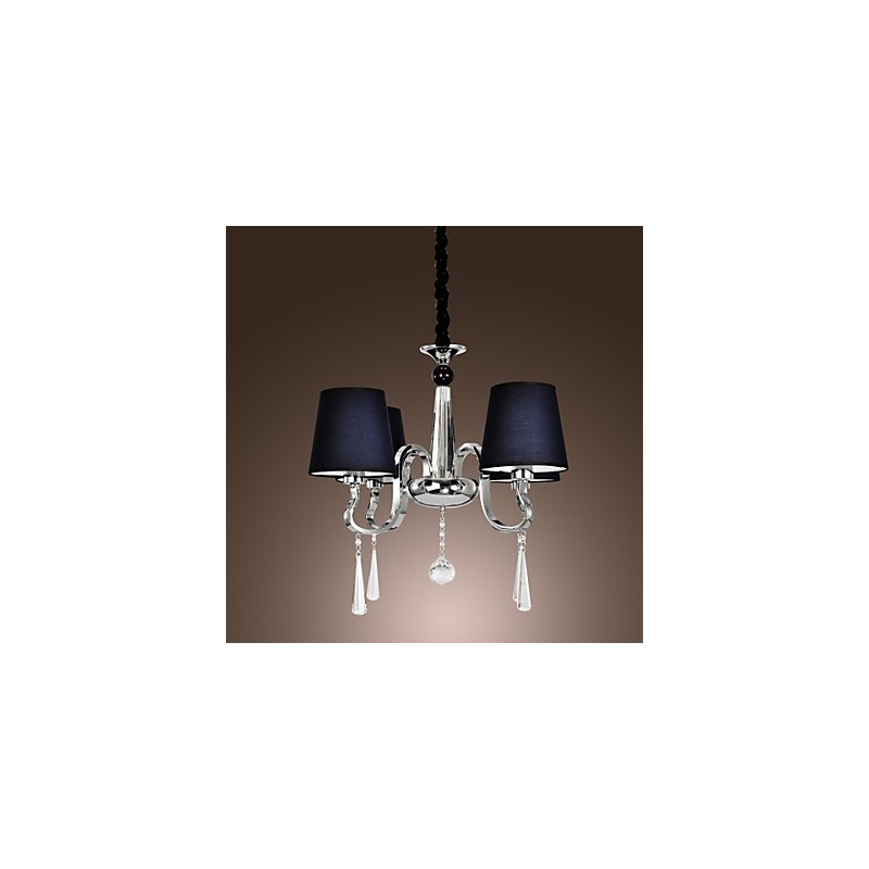 Lustre Vintage 4 Luzes Clássico Tecido Metal Pintura