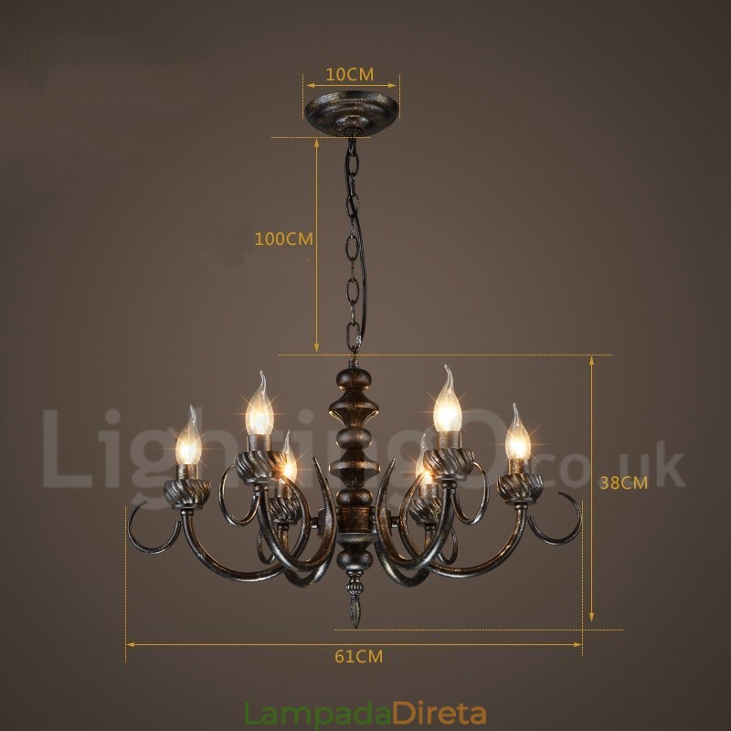 Loja de iluminação de aço estilo industrial, lustre pendente, luz