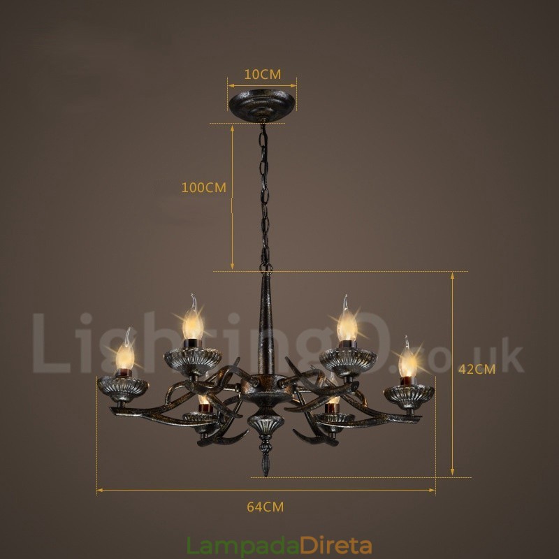 Loja de iluminação de aço estilo industrial, lustre pendente, luz