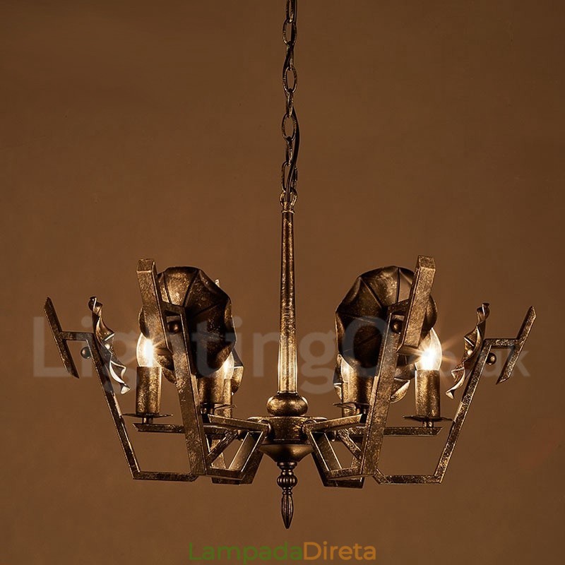 Loja de iluminação de aço estilo industrial, lustre pendente, luz