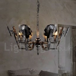 Loja de iluminação de aço estilo industrial, lustre pendente, luz