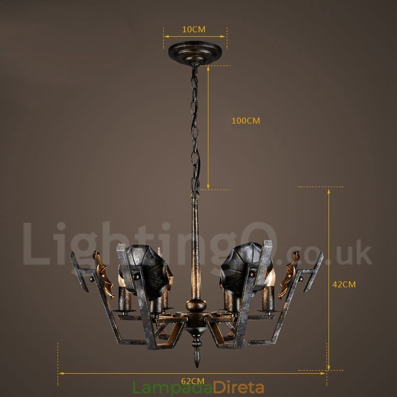 Loja de iluminação de aço estilo industrial, lustre pendente, luz
