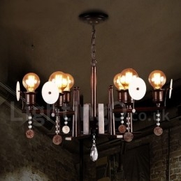Loja de iluminação de cristal acrílico de aço estilo industrial, lustre pendente, luz