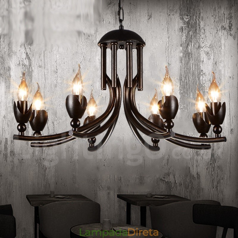 Loja de iluminação de aço estilo industrial, lustre pendente, luz