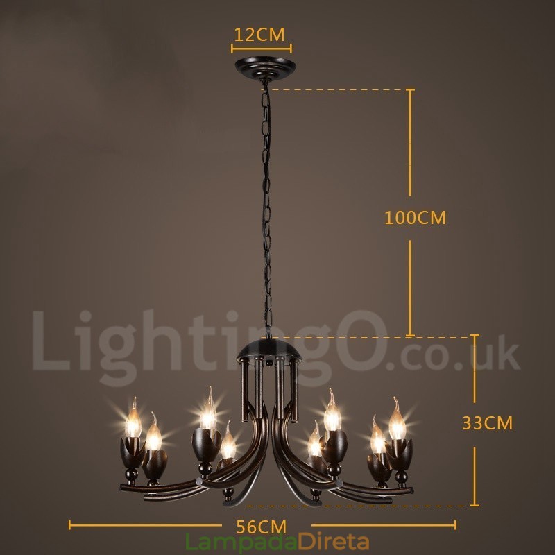 Loja de iluminação de aço estilo industrial, lustre pendente, luz