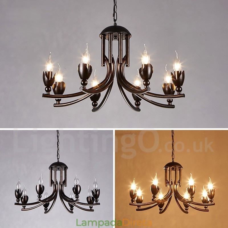 Loja de iluminação de aço estilo industrial, lustre pendente, luz