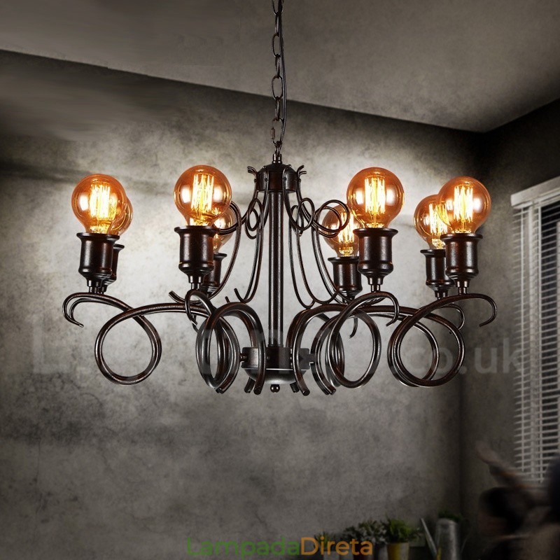Loja de iluminação de aço estilo industrial, lustre pendente, luz