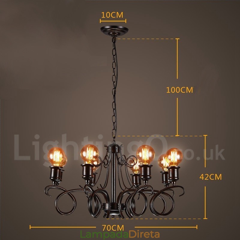 Loja de iluminação de aço estilo industrial, lustre pendente, luz