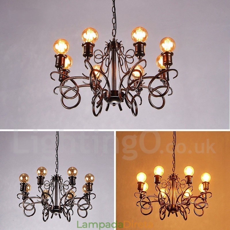 Loja de iluminação de aço estilo industrial, lustre pendente, luz