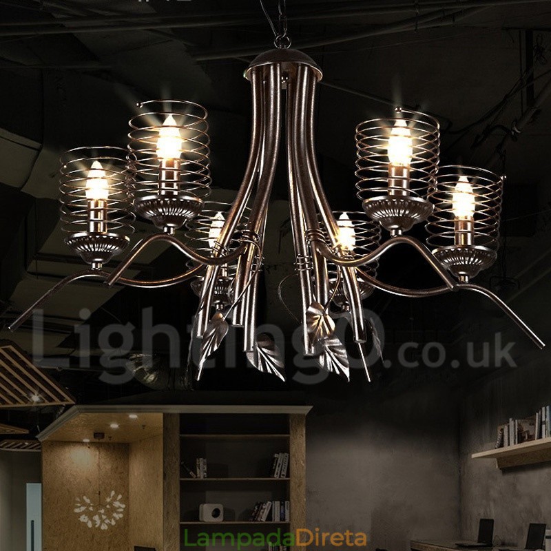 Loja de iluminação de aço estilo industrial, lustre pendente, luz