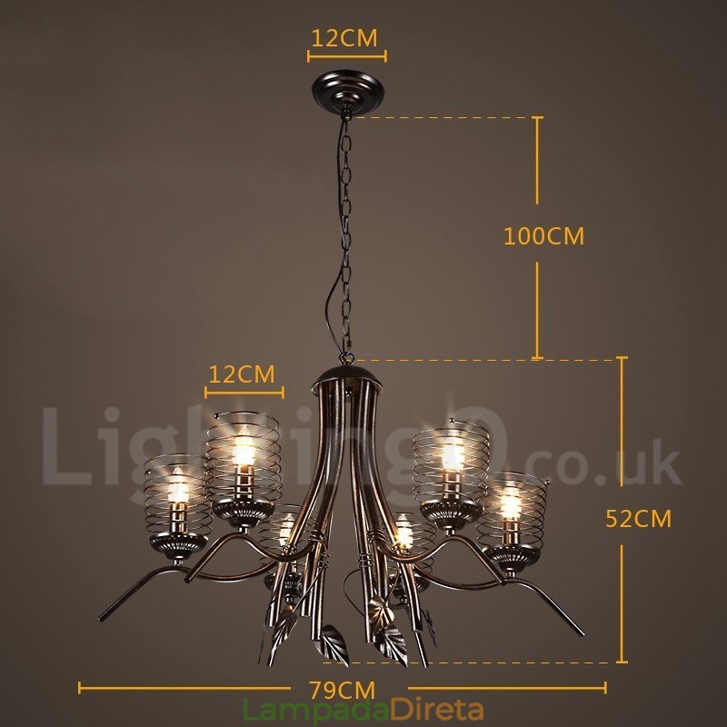 Loja de iluminação de aço estilo industrial, lustre pendente, luz