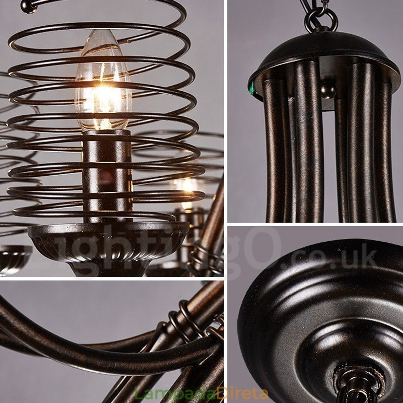Loja de iluminação de aço estilo industrial, lustre pendente, luz