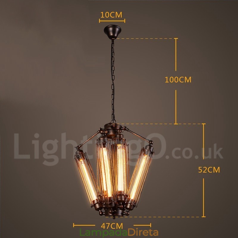 Loja de iluminação de aço estilo industrial, lustre pendente, luz