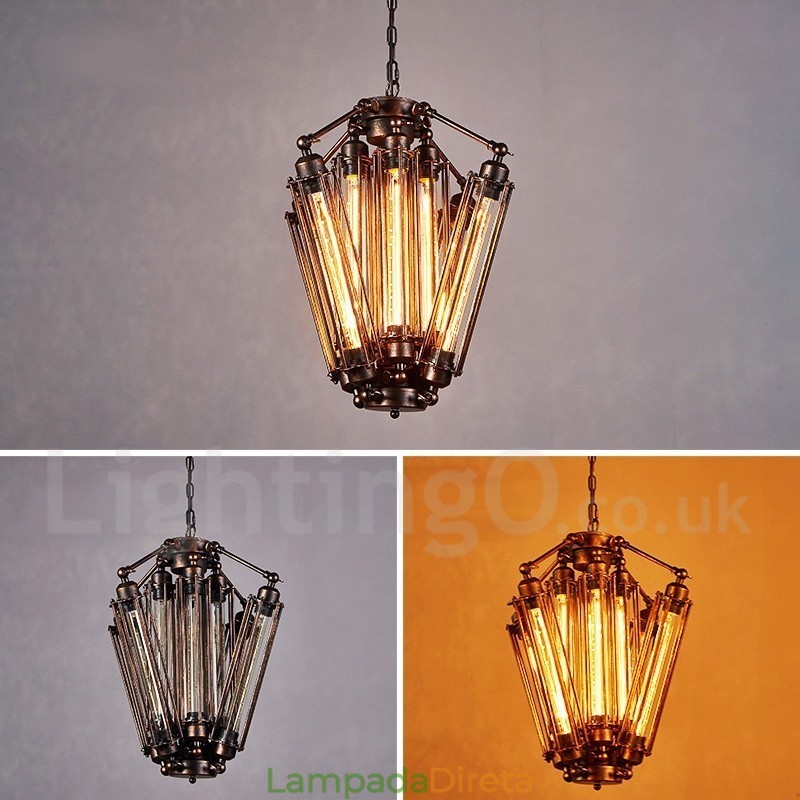 Loja de iluminação de aço estilo industrial, lustre pendente, luz