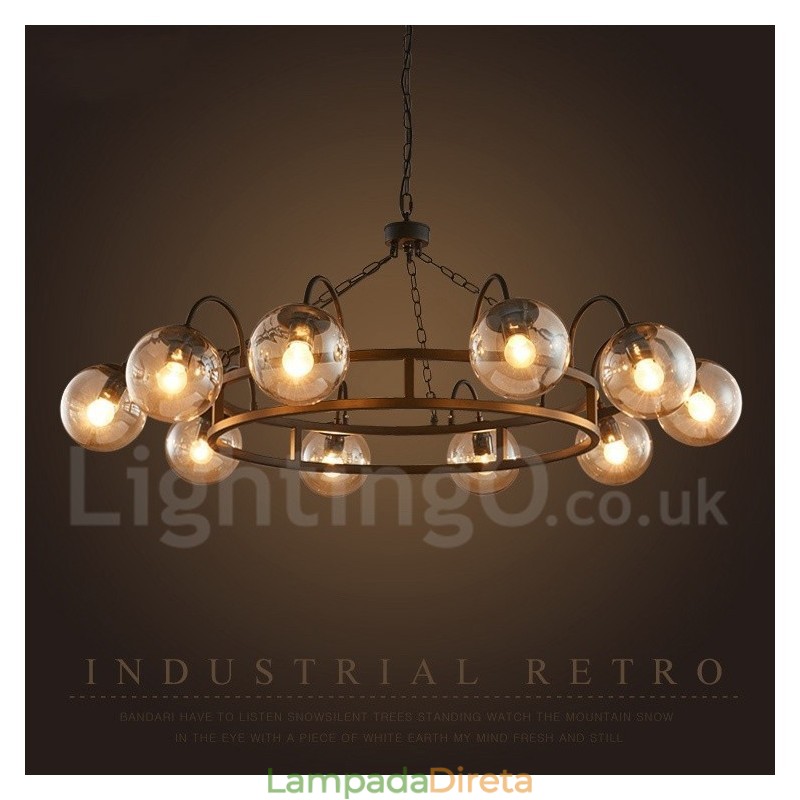 Loja de iluminação de aço estilo industrial, lustre pendente, luz