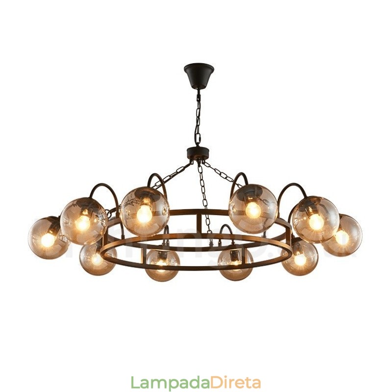 Loja de iluminação de aço estilo industrial, lustre pendente, luz
