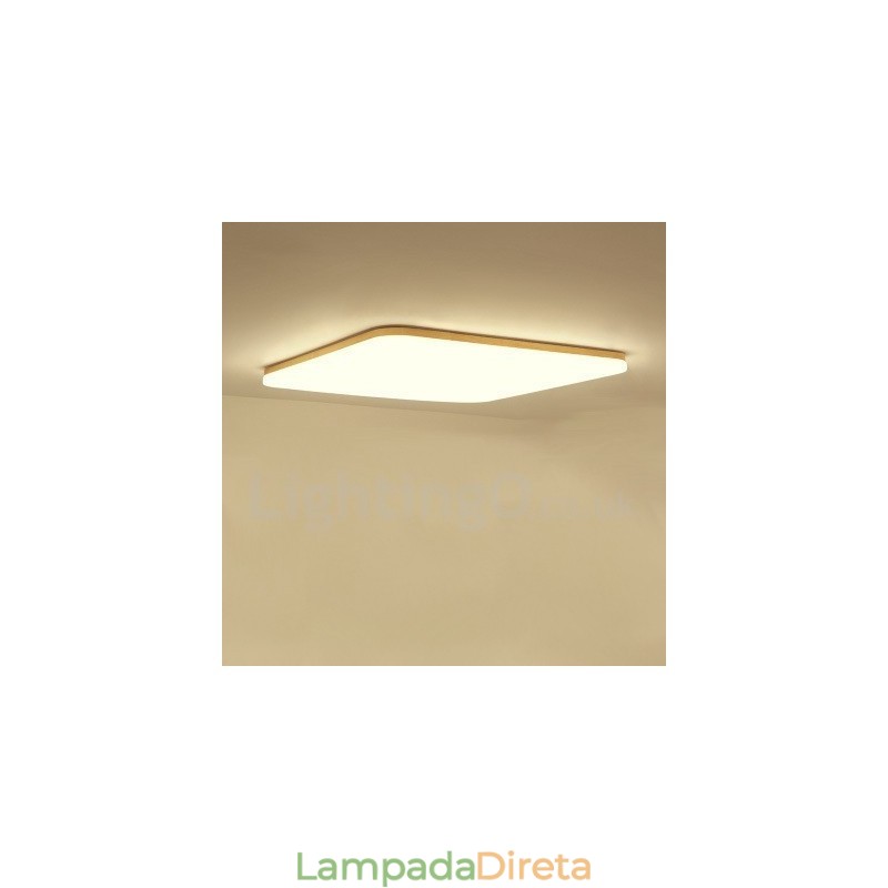 Luminária de teto de acrílico de madeira maciça quadrada ultrafina