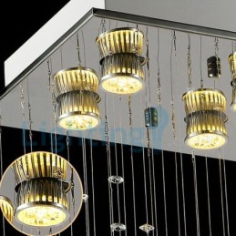 Lustre moderno contemporâneo, luminária pendente embutida, luz de gota de chuva de cristal