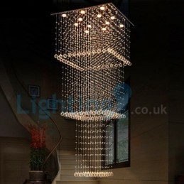 Lustre moderno contemporâneo, luminária pendente embutida, luz de gota de chuva de cristal