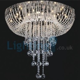 Lustre moderno contemporâneo, luminária pendente embutida, luz de gota de chuva de cristal