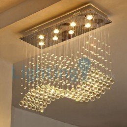 Lustre moderno contemporâneo, luminária pendente embutida, luz de gota de chuva de cristal