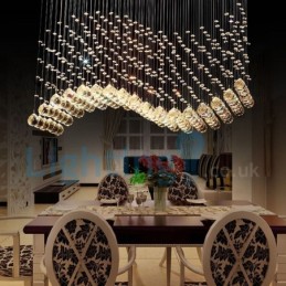 Lustre moderno contemporâneo, luminária pendente embutida, luz de gota de chuva de cristal