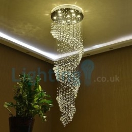 Lustre moderno contemporâneo, luminária pendente embutida, luz de gota de chuva de cristal