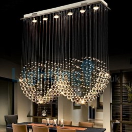 Lustre moderno contemporâneo, luminária pendente embutida, luz de gota de chuva de cristal