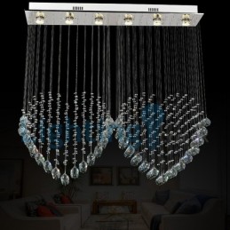 Lustre moderno contemporâneo, luminária pendente embutida, luz de gota de chuva de cristal