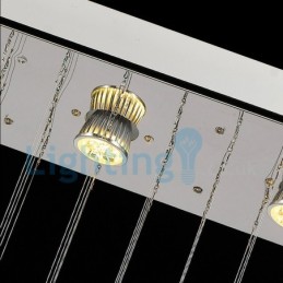 Lustre moderno contemporâneo, luminária pendente embutida, luz de gota de chuva de cristal