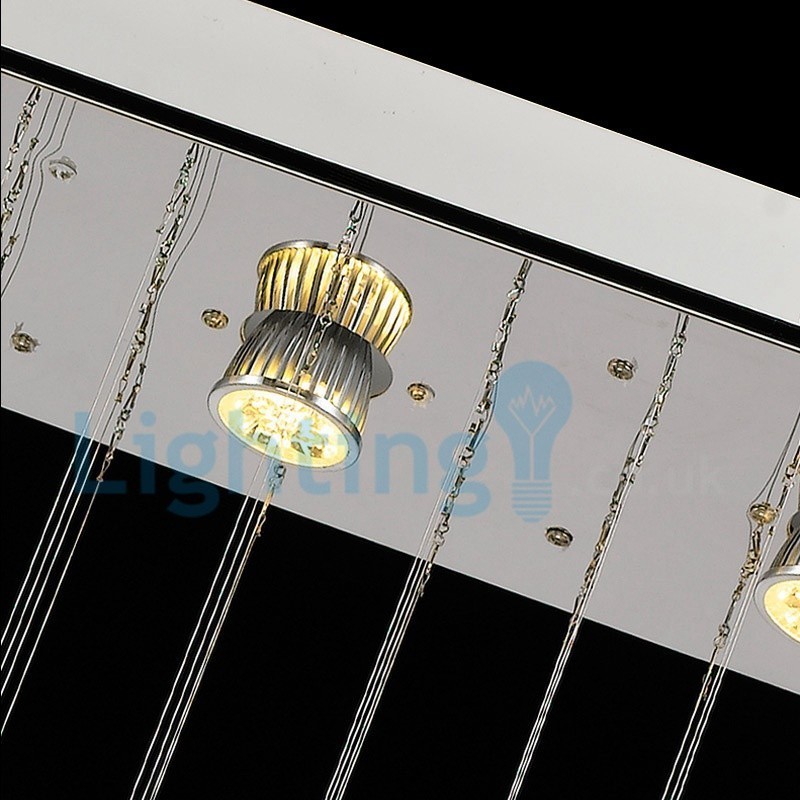 Lustre moderno contemporâneo, luminária pendente embutida, luz de gota de chuva de cristal