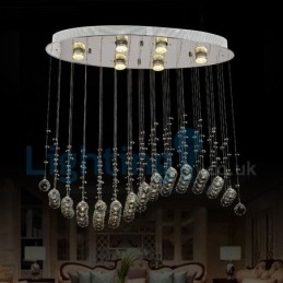Lustre moderno contemporâneo, luminária pendente embutida, luz de gota de chuva de cristal