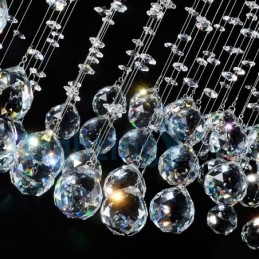 Lustre moderno contemporâneo, luminária pendente embutida, luz de gota de chuva de cristal