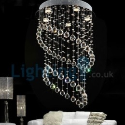 Lustre moderno contemporâneo, luminária pendente embutida, luz de gota de chuva de cristal