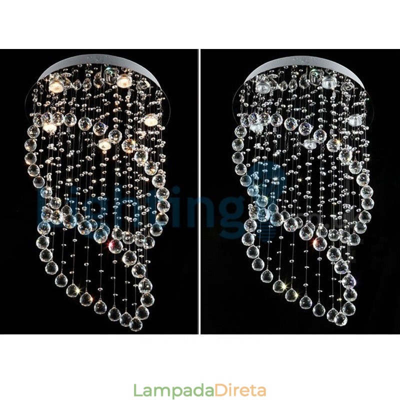 Lustre moderno contemporâneo, luminária pendente embutida, luz de gota de chuva de cristal