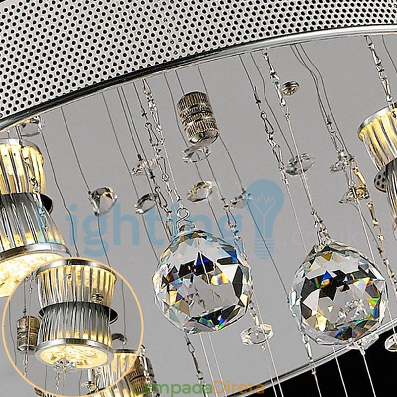 Lustre moderno contemporâneo, luminária pendente embutida, luz de gota de chuva de cristal