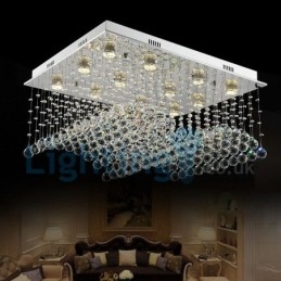Lustre moderno contemporâneo, luminária pendente embutida, luz de gota de chuva de cristal