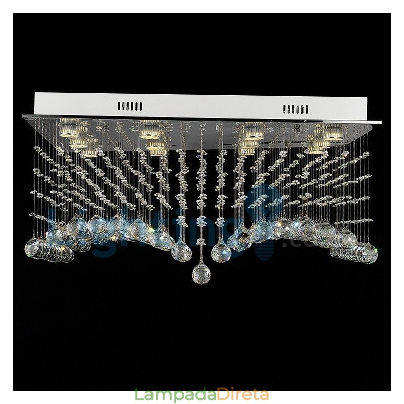 Lustre moderno contemporâneo, luminária pendente embutida, luz de gota de chuva de cristal